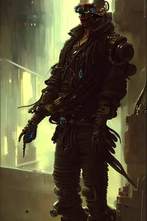 Image similar to a futuristic cyberpunk pirate with a cybernetic eyepatch, upper body, highly detailed, intricate, sharp details, dystopian mood, sci-fi character portrait by gaston bussiere, craig mullins