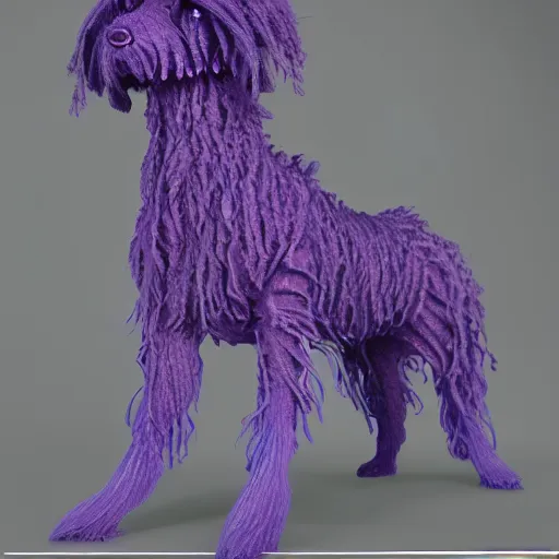 Image similar to a puli made out of tendrils of glowing purple magic, unreal engine, volumetric lighting, artstation