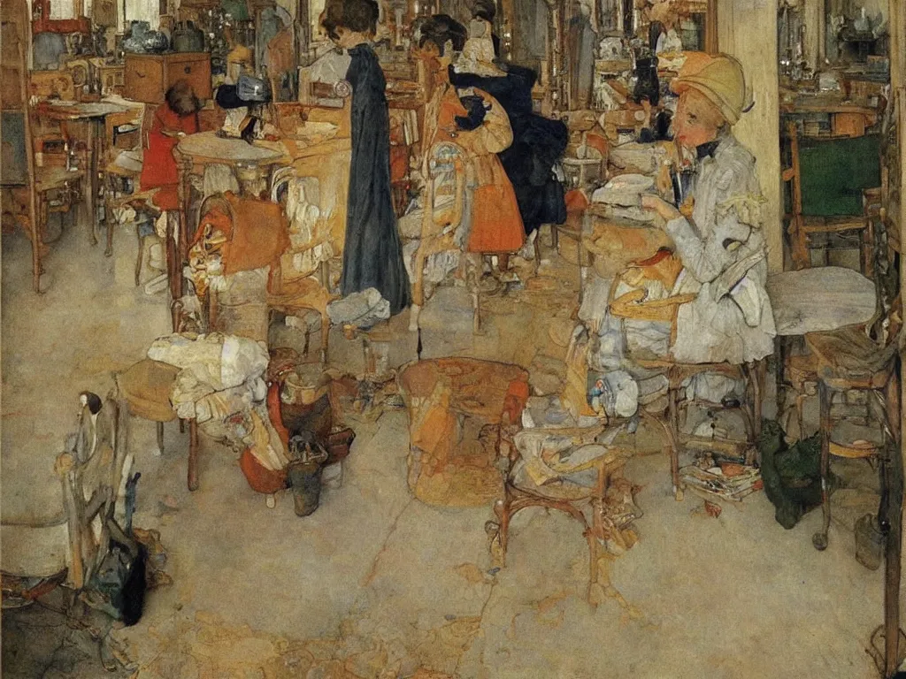 Prompt: a painting, oil on canvas, by carl larsson