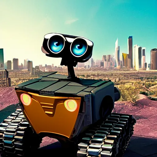 Prompt: WALL-E in sin city