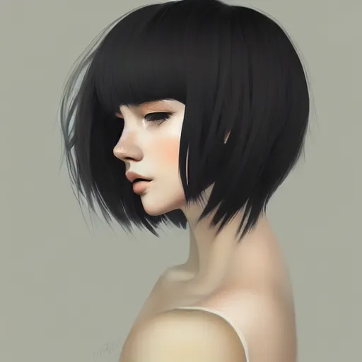 Image similar to a beautiful artwork side profile portrait of a girl by ilya kuvshinov, featured on artstation