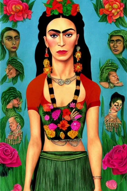 Image similar to Cher in Frida Kahlo style, highly detailed,