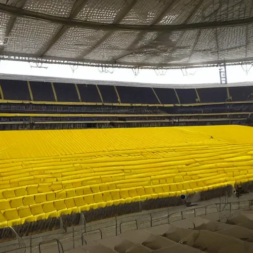 Prompt: big stadium yellow colored,