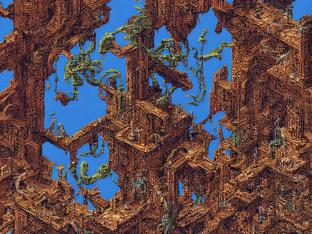 Image similar to Sega Mega Drive Genesis sidescroller game by H.R. Giger, Todd McFarlane, Zdzislaw Beksinski, pixelated