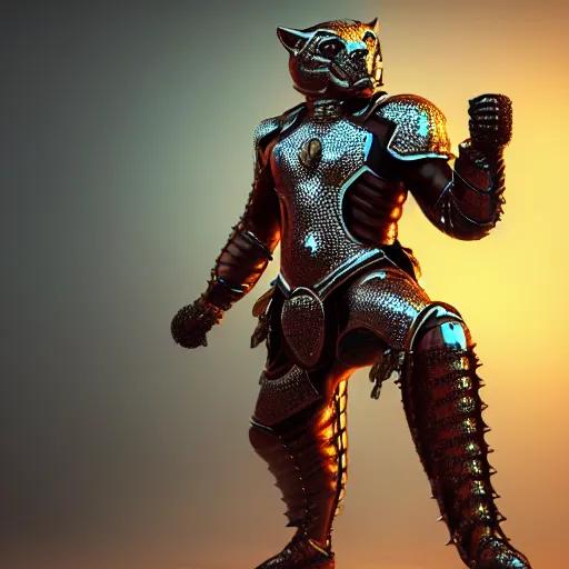 Prompt: jaguar man wearing armour, highly detailed, 4 k, hdr, award - winning, octane render, artstation