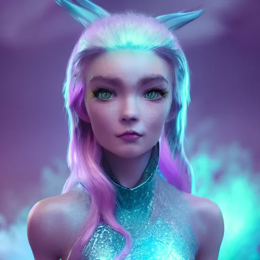 Prompt: Crystal Dragon princess, digital art, 8k ,character ,realistic, portrait,hyperrealistic,octane render