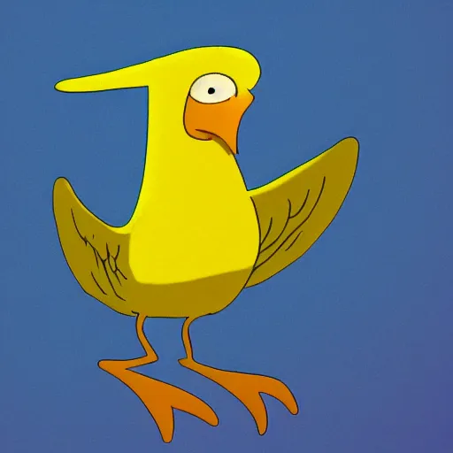 Image similar to yellow bird character from adventure time,