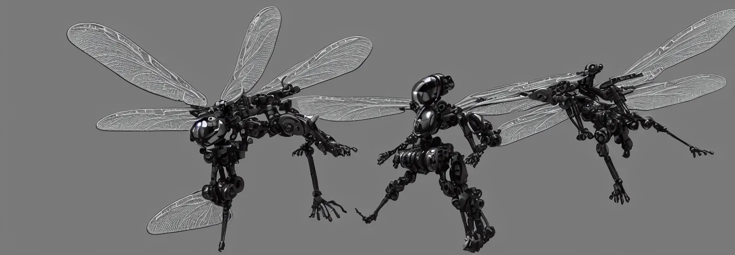 Prompt: symmetry!! a mechanized dragonfly with it's wings spread, gunmetal grey, top down view, very symmetrical, mecha, jet fighter, robotic, highly detailed, artstation, super realistic, unreal engine