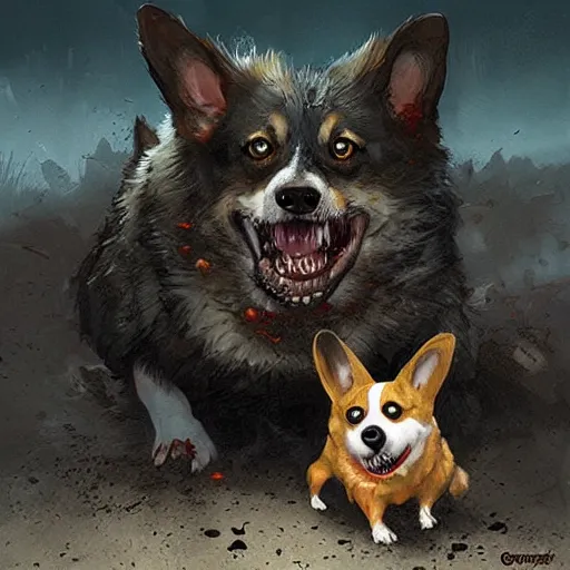 Image similar to zombie corgi geog darrow greg rutkowski