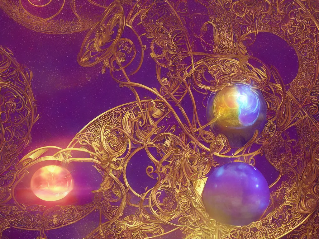 Prompt: the orb of eternity, sunlight study, art nouveau, by hans zatzka and ( ( ( ( lisa frank ) ) ) ), 8 k, sharp focus, octane render, ( ( ( kauai ) ) )