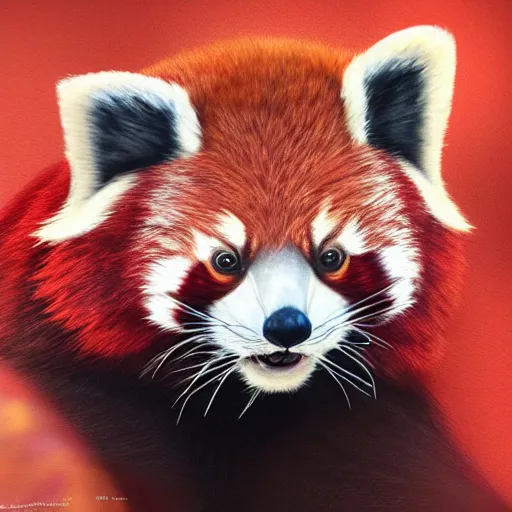 Image similar to highly detailed full body picture of a red panda in buddhist monk’s robes, concept art, digital art, studio lightning, bright colors, intricate, masterpiece, photorealistic, hiperrealistic, sharp focus, high contrast, intricate, Artstation HQ, DeviantArt trending, 4k UHD, Unreal Engine 5