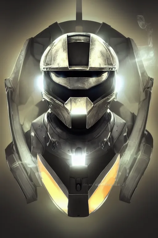 Image similar to robot ninja mask helmet halo master chief radiating a glowing aura global illumination ray tracing hdr fanart arstation by ian pesty and katarzyna da „ bek - chmiel