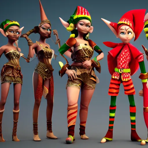 Image similar to beautiful afroame elf, clash royal style characters, unreal engine 5, octane render, detailed, cinematografic, cinema 4 d