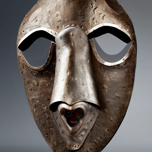 Image similar to a portrait of a unique mask made out of shoe parts, stunning design by gary lockwood, cinematic lighting, 8 k, 4 k