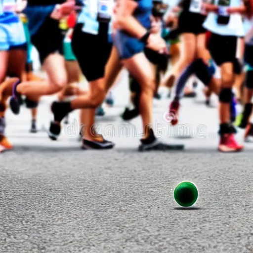 Image similar to an eyeball with legs running a marathon, motion blur, photography, eyeball with legs, stock photo