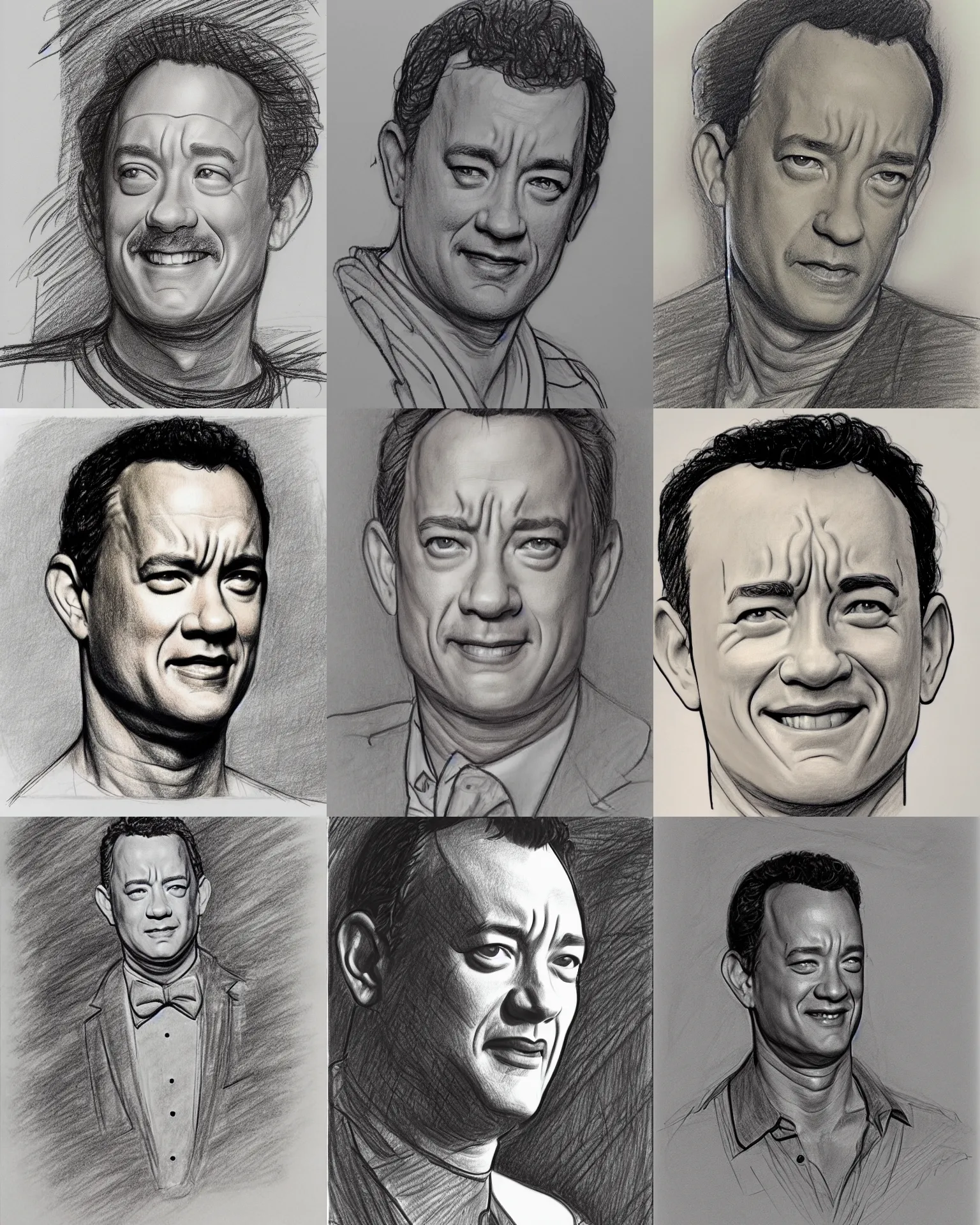 Prompt: linework preliminary drawing of tom hanks, by michelangelo, james gurney, peter paul rebens