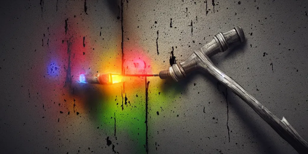 Image similar to hammer and nails, hyperealistic very colourful hdr cinematic lighting cgi render photorealistic cinematic octane render