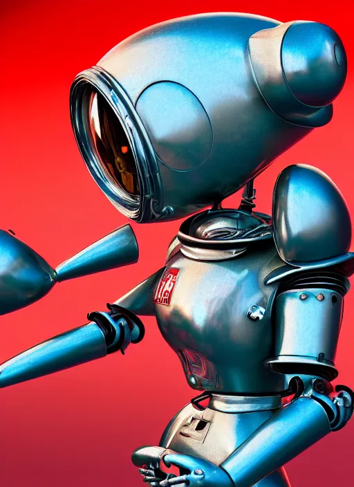 Prompt: highly detailed closeup, profile portrait of a tin toy 1 9 5 0 s robot spaceport, bikini, unreal engine, nicoletta ceccoli, mark ryden, earl norem, lostfish, global illumination, detailed and intricate environment