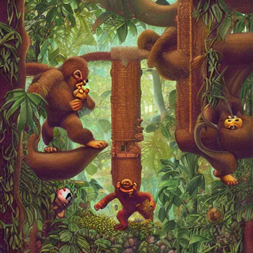 Prompt: Donkey Kong, artwork by Daniel Merriam,