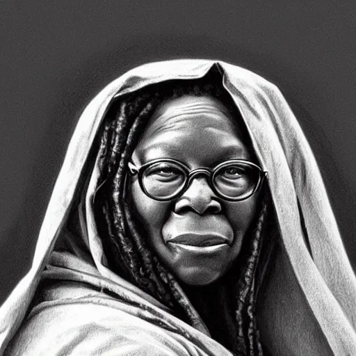 Image similar to amazing lifelike award winning pencil illustration of sister Mary Clarence whoopi Goldberg trending on art station artgerm Greg rutkowski alphonse mucha cinematic