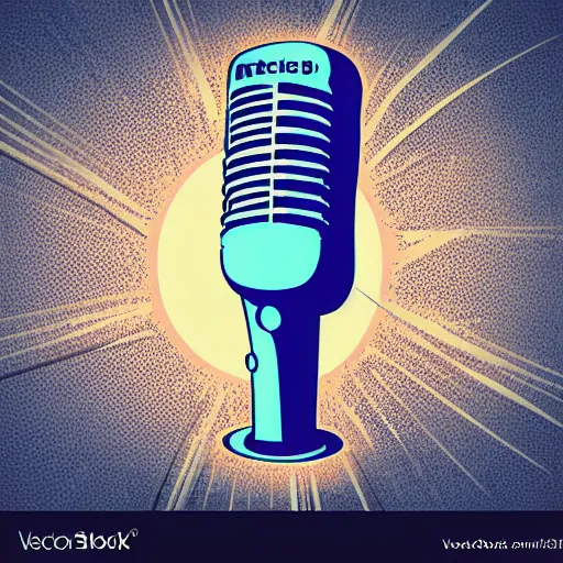 Image similar to iconic vector logo illustration of a microphone line art, bold