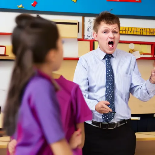 Image similar to mathnasium teacher yelling at students, red faced