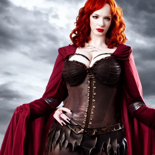 Image similar to full body photo of christina hendricks as a vampire warrior, highly detailed, 4k, HDR, award winning,