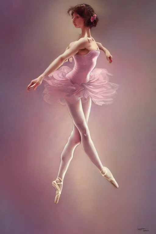 Image similar to ballerina, soft, pink, artgerm and alphonse mucha, trending on artstation