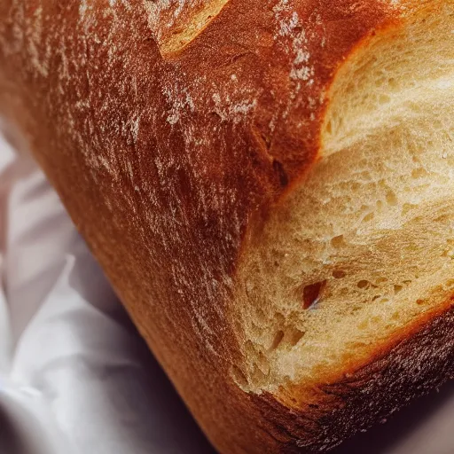 Image similar to extremely detailed close up of a piece of white bread
