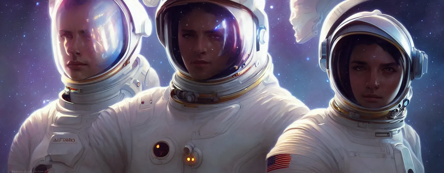 Image similar to Spaceman man futuristic portrait, highly detailed, digital painting, artstation, concept art, smooth, sharp focus, illustration, art by artgerm and greg rutkowski and alphonse mucha