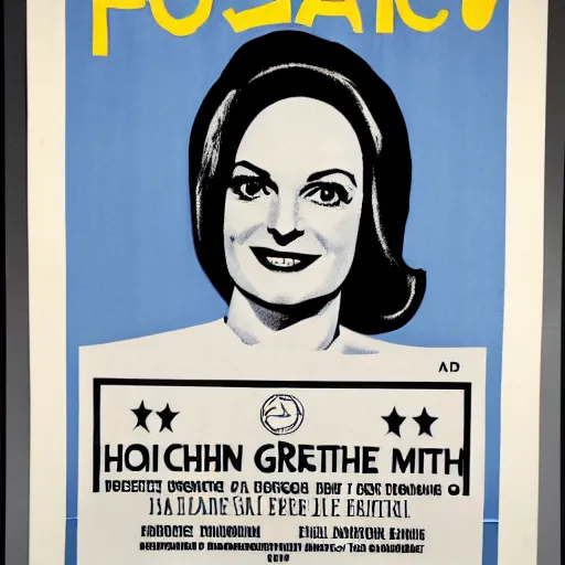 Image similar to heather graham presidential campaign poster, 1968, block print