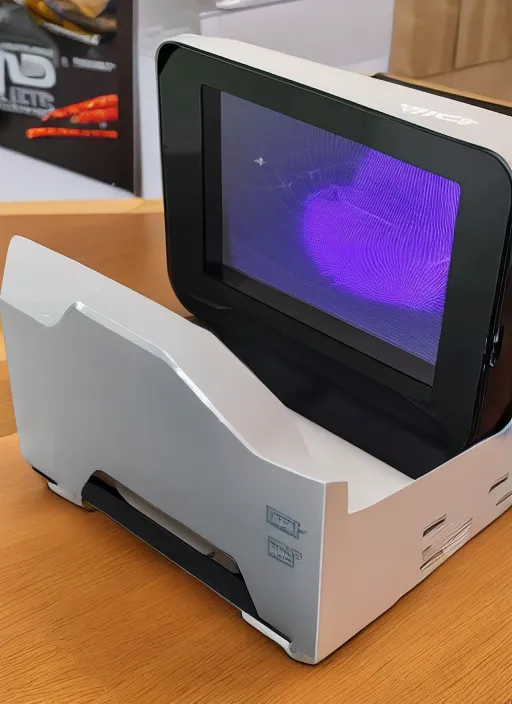 Prompt: brochure of a 3 dprinter that looks like a microwave