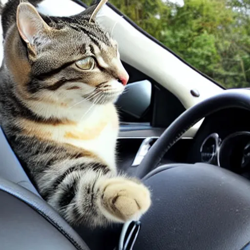 Prompt: cat driving car