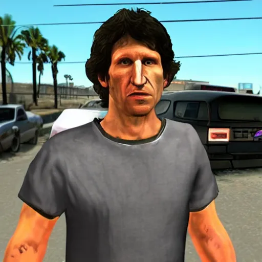 Image similar to todd Howard in GTA San Andreas style game