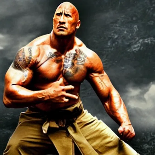 Image similar to Dwayne Johnson as Kung Fu master