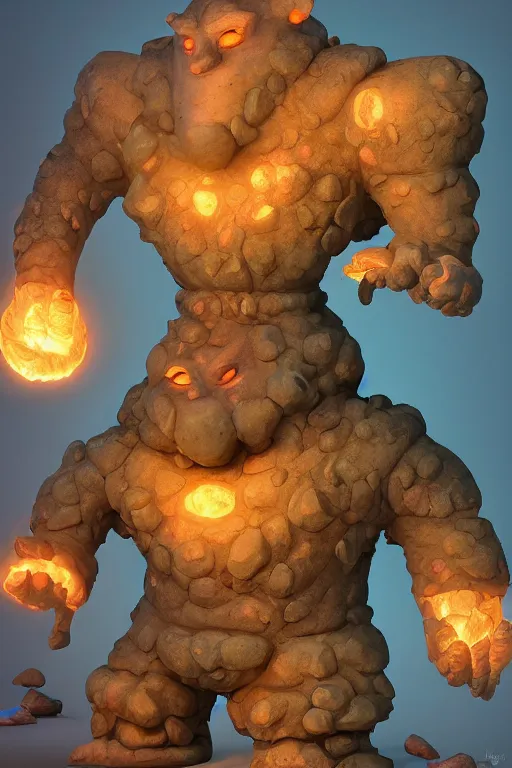 Image similar to arcane fantasy art giant golem elemental wood rock bastion forged gemstone enchanted forest troll, global illumination ray tracing hdr fanart arstation by sung choi and eric pfeiffer and gabriel garza and casper konefal lisa frank zbrush central hardmesh