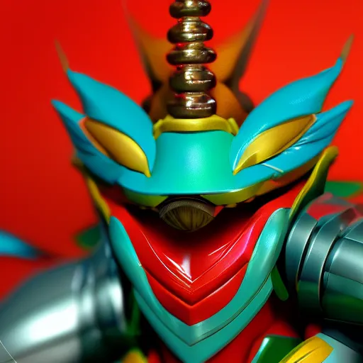 Image similar to close up 3 d toy garuda as funco toy, war cry, plastic, sss, octane 4 k render, studio lighting, artstation, cyan photographic backdrop, 1 0 5 mm, f 2. 8 aperture