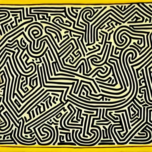 Prompt: Vietnamese wilderness by Keith Haring.
