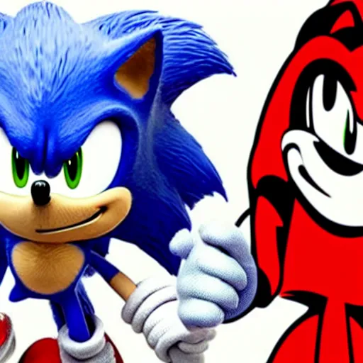 Image similar to Sonic The Hedgehog with the face of actor Jim Carrey