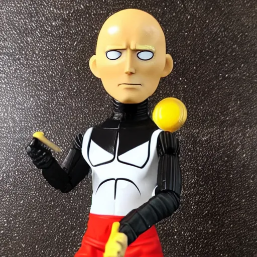 Image similar to saitama, stop motion vinyl action figure, plastic, toy, butcher billy style