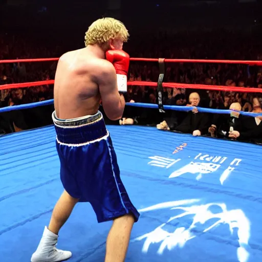 Image similar to valdimir putin boxing logan paul in the ring