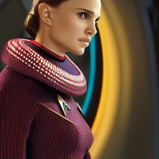 Prompt: Natalie Portman in Star Trek, (EOS 5DS R, ISO100, f/8, 1/125, 84mm, crisp face)