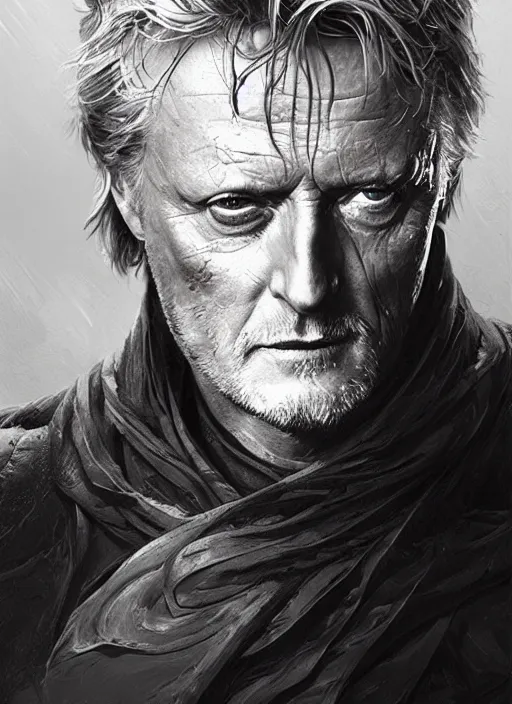 Image similar to portrait of rutger hauer, marvel comics, dark, intricate, highly detailed, smooth, artstation, digital illustration by ruan jia and mandy jurgens and artgerm and wayne barlowe and greg rutkowski and frank frazetta