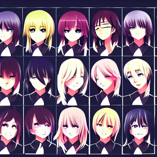 Image similar to there were eight anime people, no more than eight. Less than nine but more than seven, eight eight eight, 2 girls 6 guys digital art masterpiece 4k detailed eyes detailed face sharp cute smiles seductive