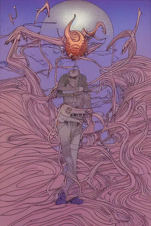 Image similar to tinnitus, by moebius