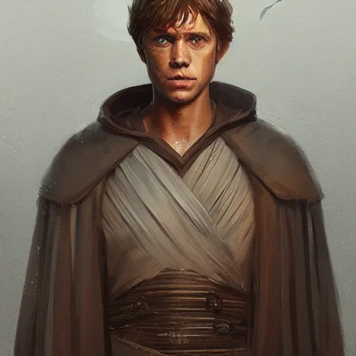 Image similar to portrait of a man by greg rutkowski, dan skywalker from star wars expanded universe, wearing jedi robes, he is about 2 0 years old, highly detailed portrait, digital painting, artstation, concept art, smooth, sharp foccus ilustration, artstation hq