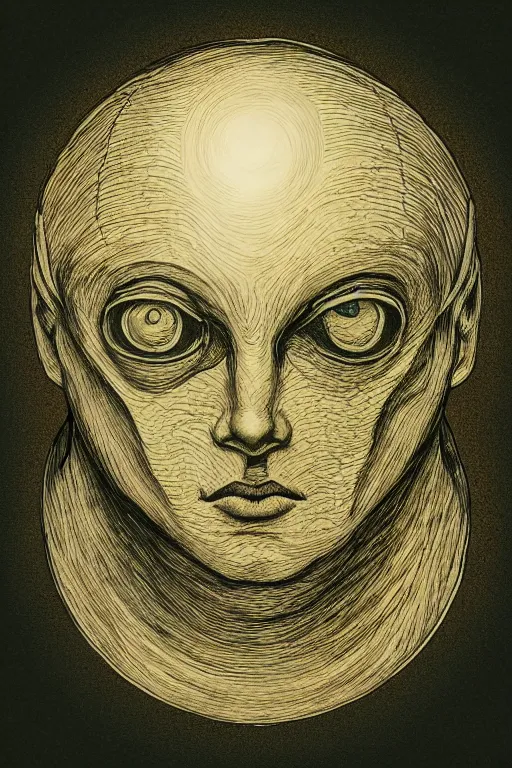 Prompt: portrait of cross shaped head with single centered giant orb eye, in the style of Greg Broadmore and Arthur Rackham,trending on artstation, light lighting side view,digital art,surrealism ,macro,blueprint ,vaporwave ,