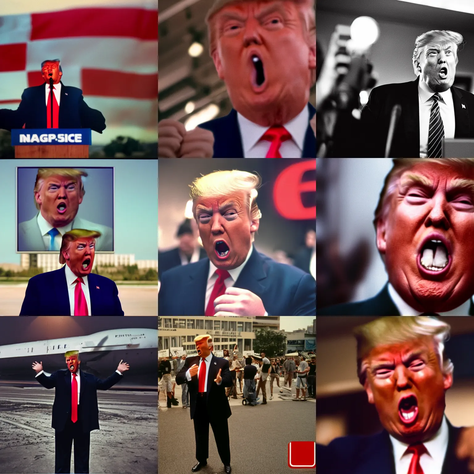Prompt: angry donald trump yells at you on cnn national geographic, canon 5 0 mm, cinematic lighting, photography, retro, film, kodachrome