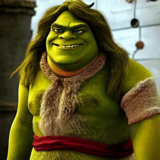 Image similar to nmargot robbie shrek mashup