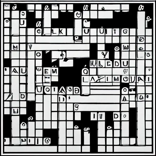 Prompt: crossword puzzle painted by salvador dali, black and white, geometric, high - quality digital art, sharp focus, masterpiece